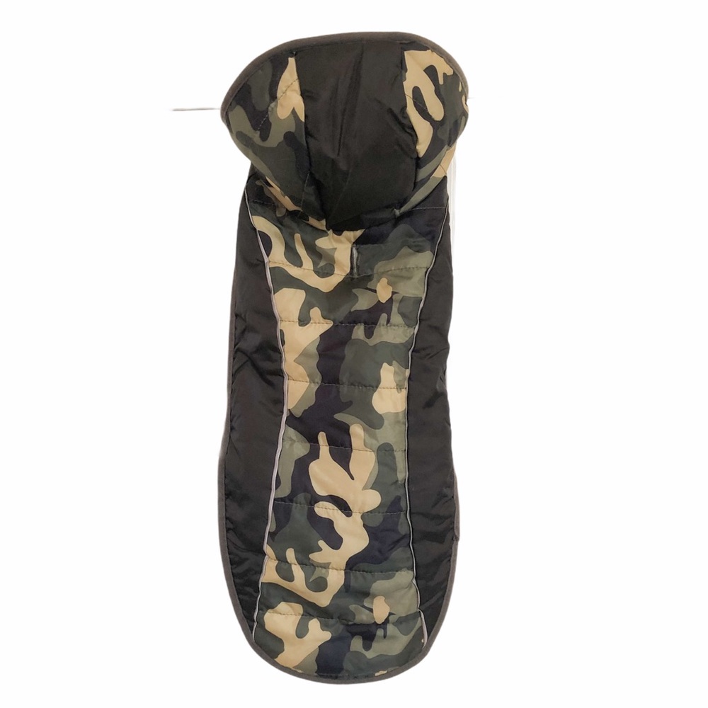 Dog Winter Fleece Lined Camo Vest w Hood M